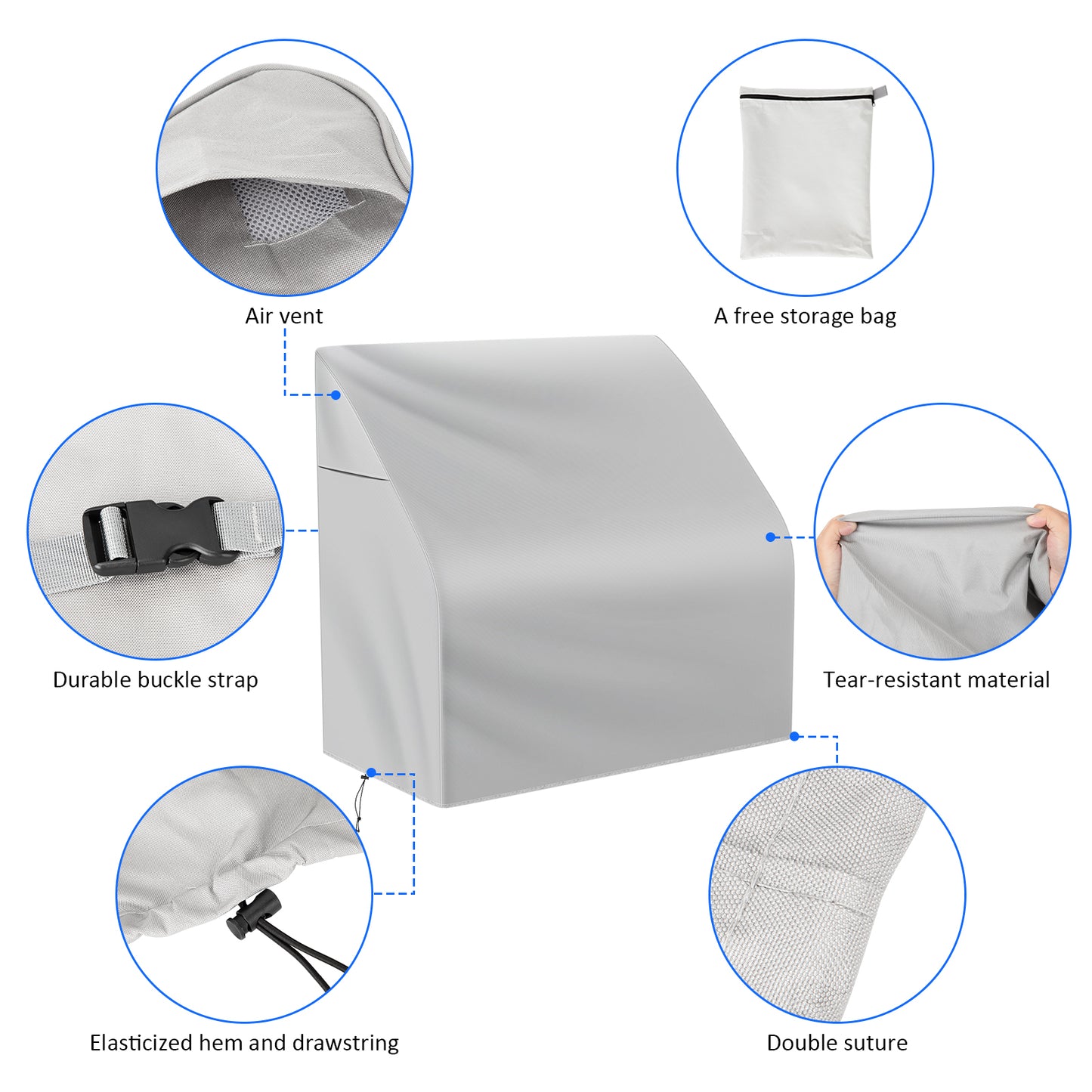 Yexcend Waterproof Boat Swing Back Seat Cover, 600D Marine Grade Polyester Canvas Swingback Cooler Seat Cover,Grey(20" Dx 36" W x 36" H)