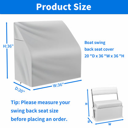 Yexcend Waterproof Boat Swing Back Seat Cover, 600D Marine Grade Polyester Canvas Swingback Cooler Seat Cover,Grey(20" Dx 36" W x 36" H)