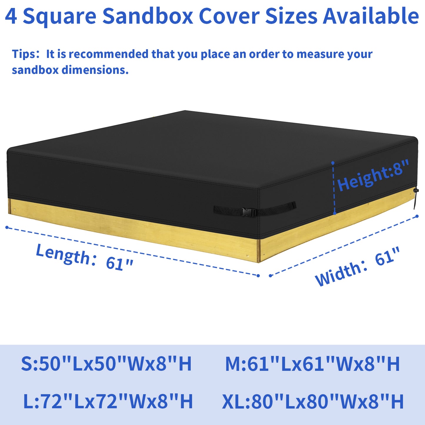 Yexcend Sandbox Cover, 800D Oxford Cloth Waterproof Outdoor Square Sand Box Cover for Kids, Protect Sandbox Sand and Toys