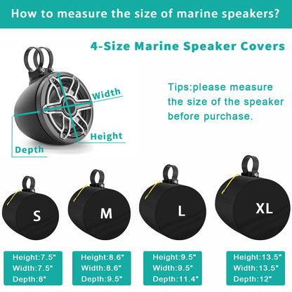 2 Packs Boat Speaker Cover, 800D Oxford Cloth Marine Wakeboard Tower Speaker Cover Waterproof, UV Resistant, Dustproof