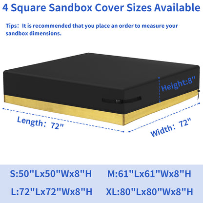 Yexcend Sandbox Cover, 800D Oxford Cloth Waterproof Outdoor Square Sand Box Cover for Kids, Protect Sandbox Sand and Toys