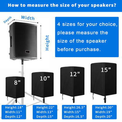 Speaker Cover PA/DJ Powered Speaker Mounted on Stand, Outdoor Speaker Covers UV Protection Water Resistant Dustproof 600D Oxford Cloth(Black)