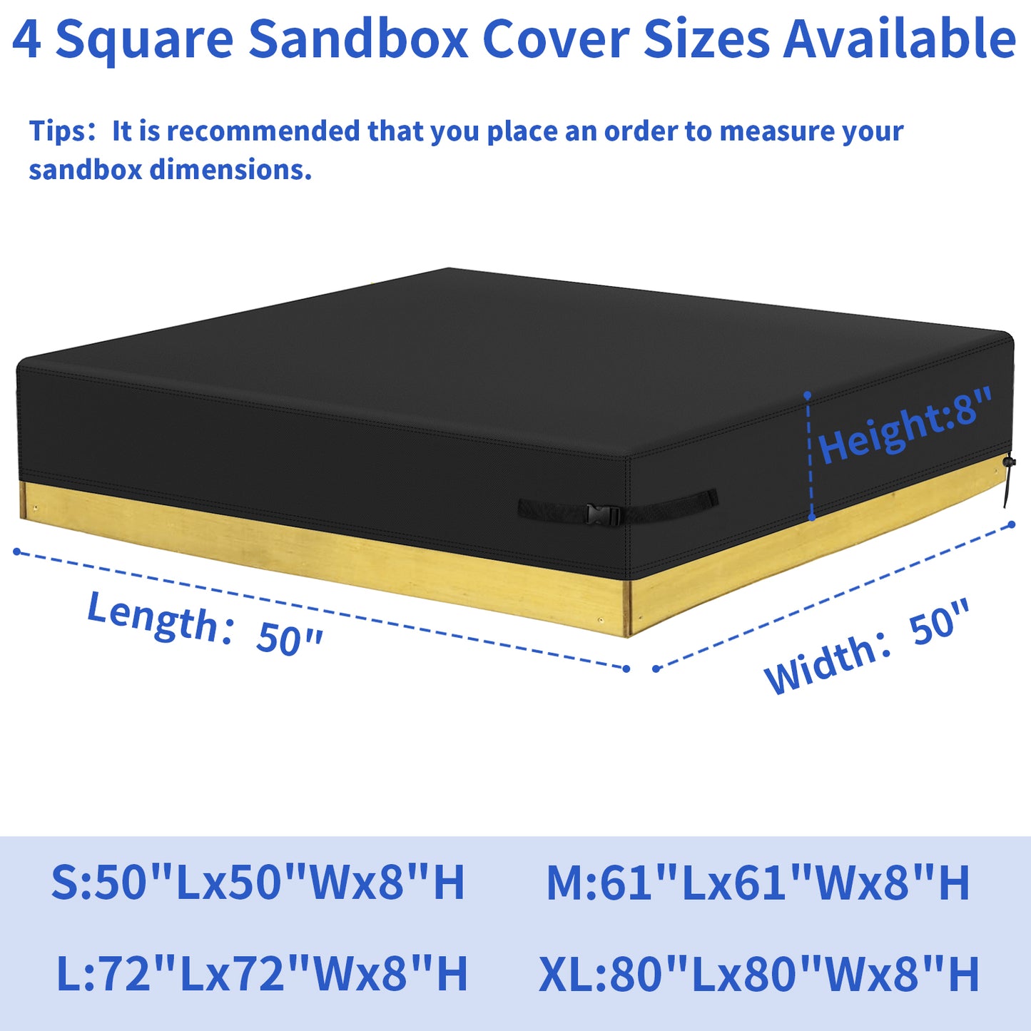 Yexcend Sandbox Cover, 800D Oxford Cloth Waterproof Outdoor Square Sand Box Cover for Kids, Protect Sandbox Sand and Toys