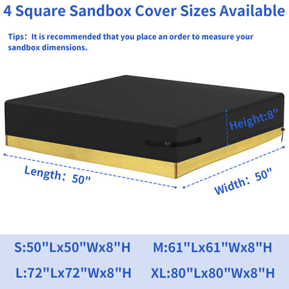 Yexcend Sandbox Cover, 800D Oxford Cloth Waterproof Outdoor Square Sand Box Cover for Kids, Protect Sandbox Sand and Toys